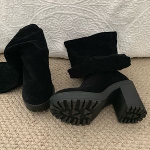 Over the knee black boots